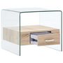 Voir la diapositive 3 : VIDAXL Table basse avec tiroir 50x50x45 cm Verre trempe