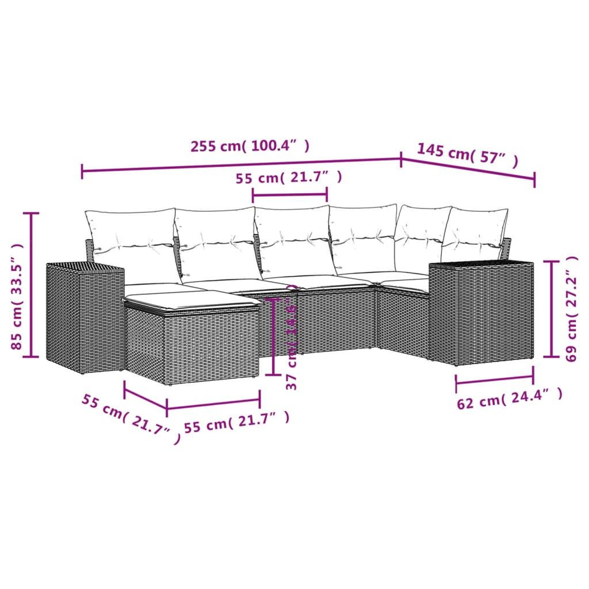Voir la diapositive 3 : VIDAXL Salon de jardin avec coussins 6 pcs marron resine tressee