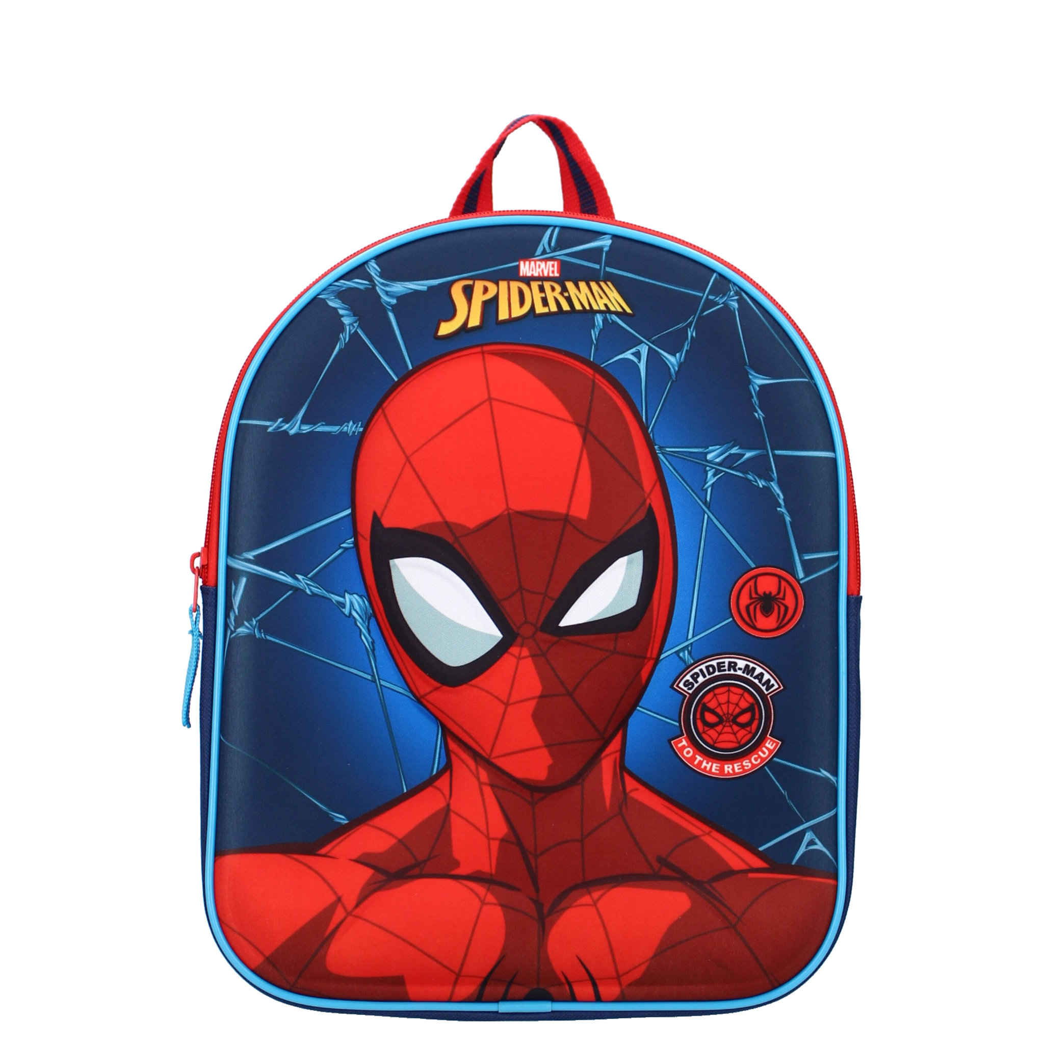 Voir la diapositive 1 : MARVEL Sac maternelle bleu et rouge 3D Spiderman