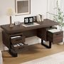 Voir la diapositive 2 : MERAX Bureau 135 cm coloris marron mdf et métal