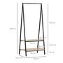 Voir la diapositive 3 : HOMCOM Portant à vêtements penderie style contemporain triangulaire dim. 64L x 43l x 149H cm 2 étagères MDF bois clair acier noir