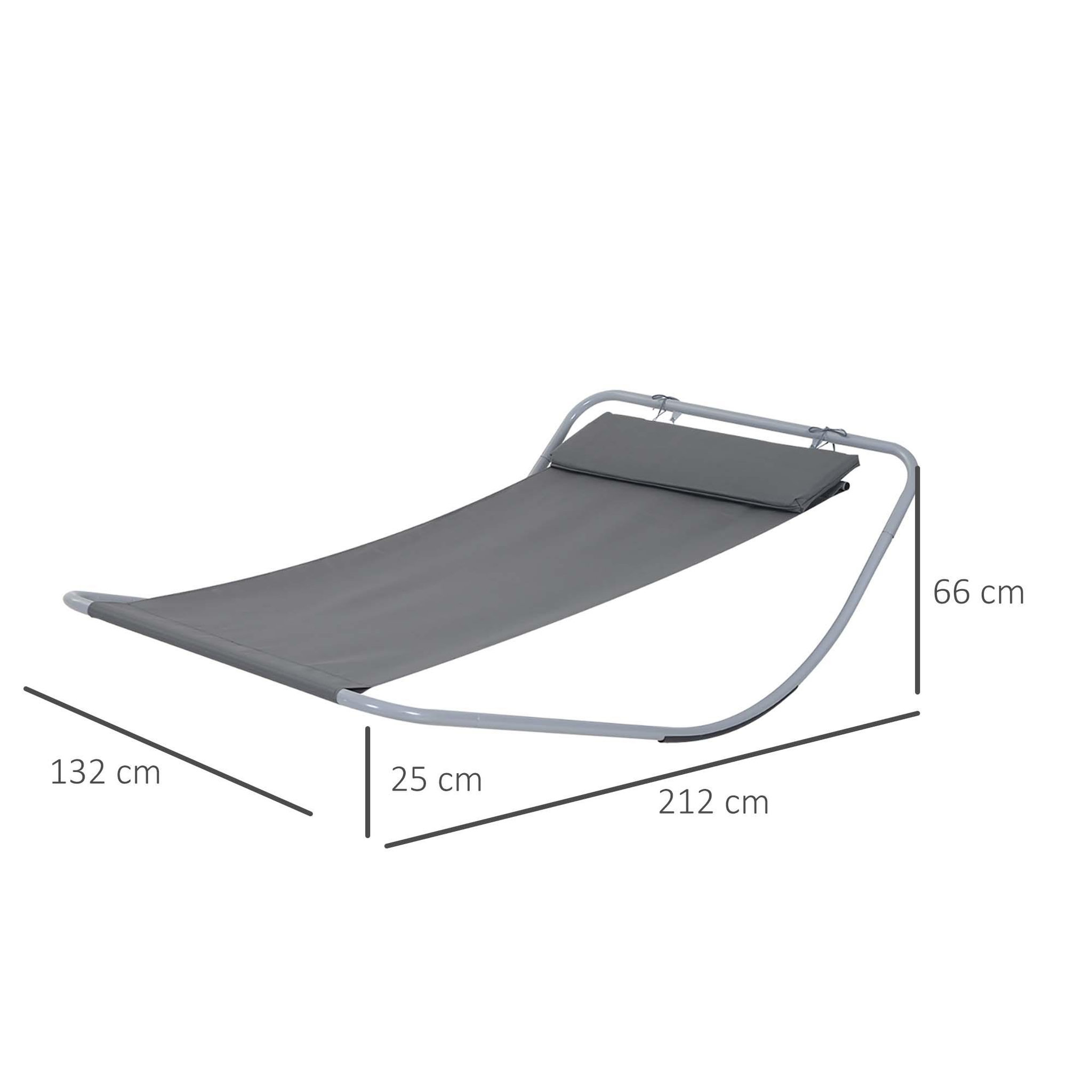 Voir la diapositive 3 : HOMCOM Bain de soleil transat de jardin bascule hamac 212L x 130l x 60H cm gris