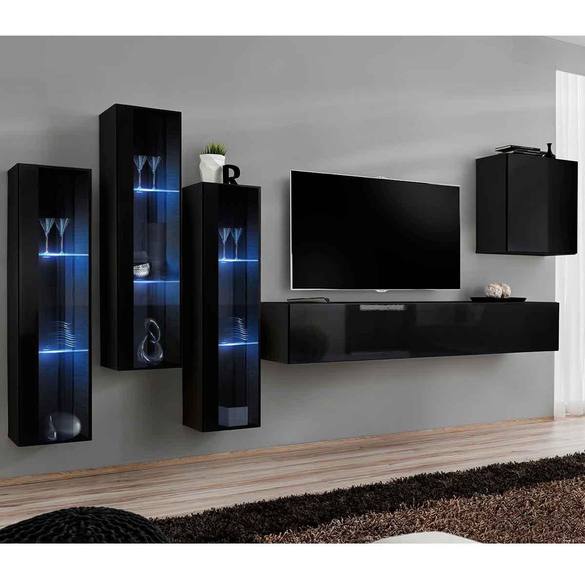 Paris Prix Meuble tv mural design  switch xiii  330cm noir