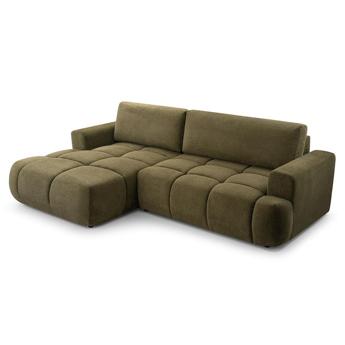 BEST MOBILIER Leonie - canapé d'angle gauche 4 places convertible avec coffre en velours texturé