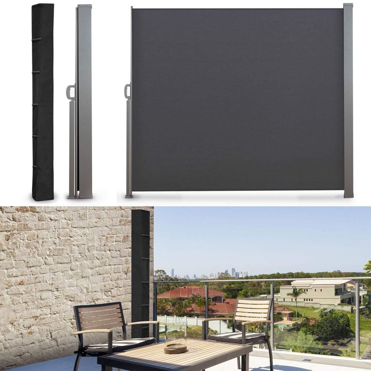 ID MARKET Housse de protection pour paravent extérieur H.160 CM