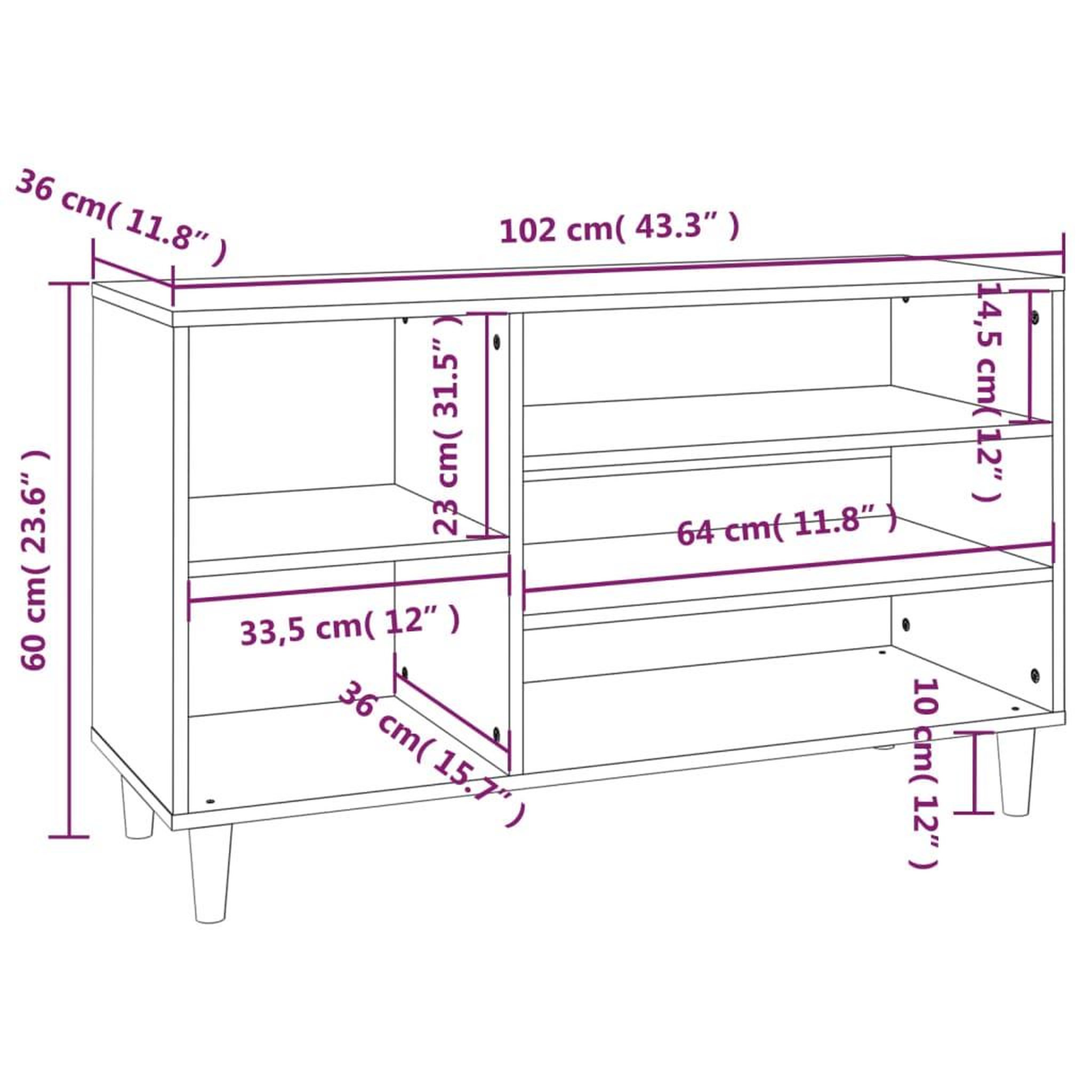 Voir la diapositive 6 : VIDAXL Armoire a chaussures Gris beton 102x36x60 cm Bois d'ingenierie