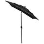 Voir la diapositive 3 : VIDAXL Parasol de jardin a 3 niveaux avec mat en aluminium noir 2x2 m