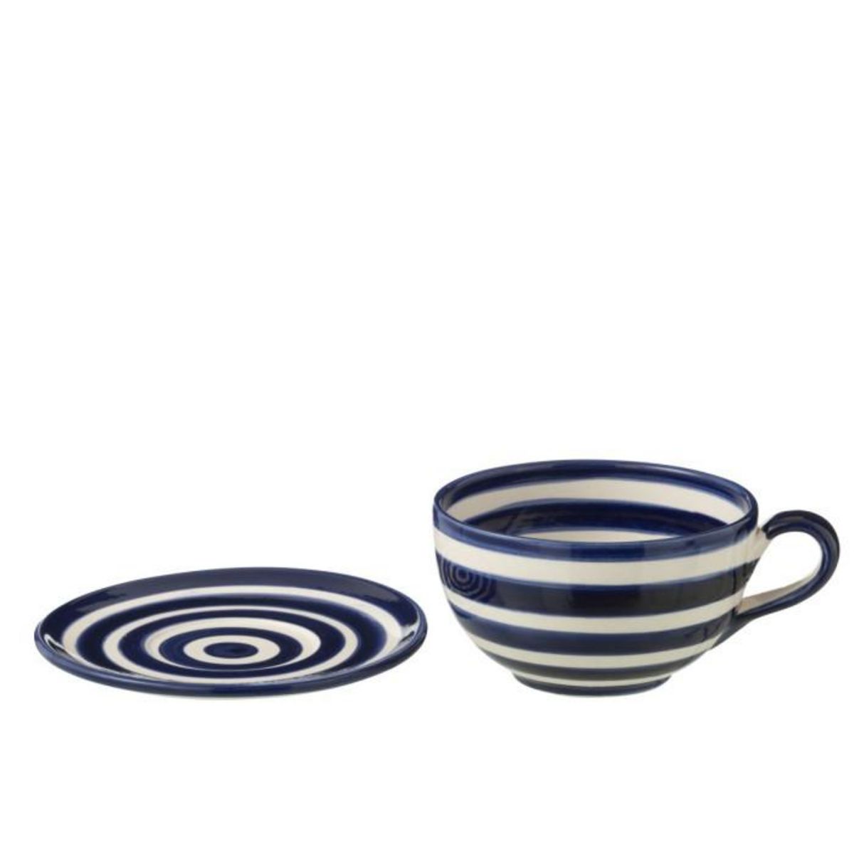 Paris Prix Tasse Avec Sous-Tasse en Céramique  Granada Rayure  50cl Bleu Cobalt