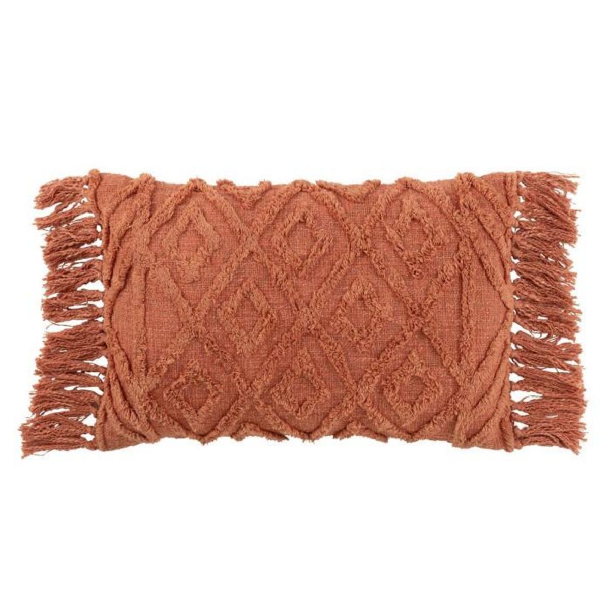 Paris Prix Coussin Déco Pompons  Amalia  37x78cm Terracotta