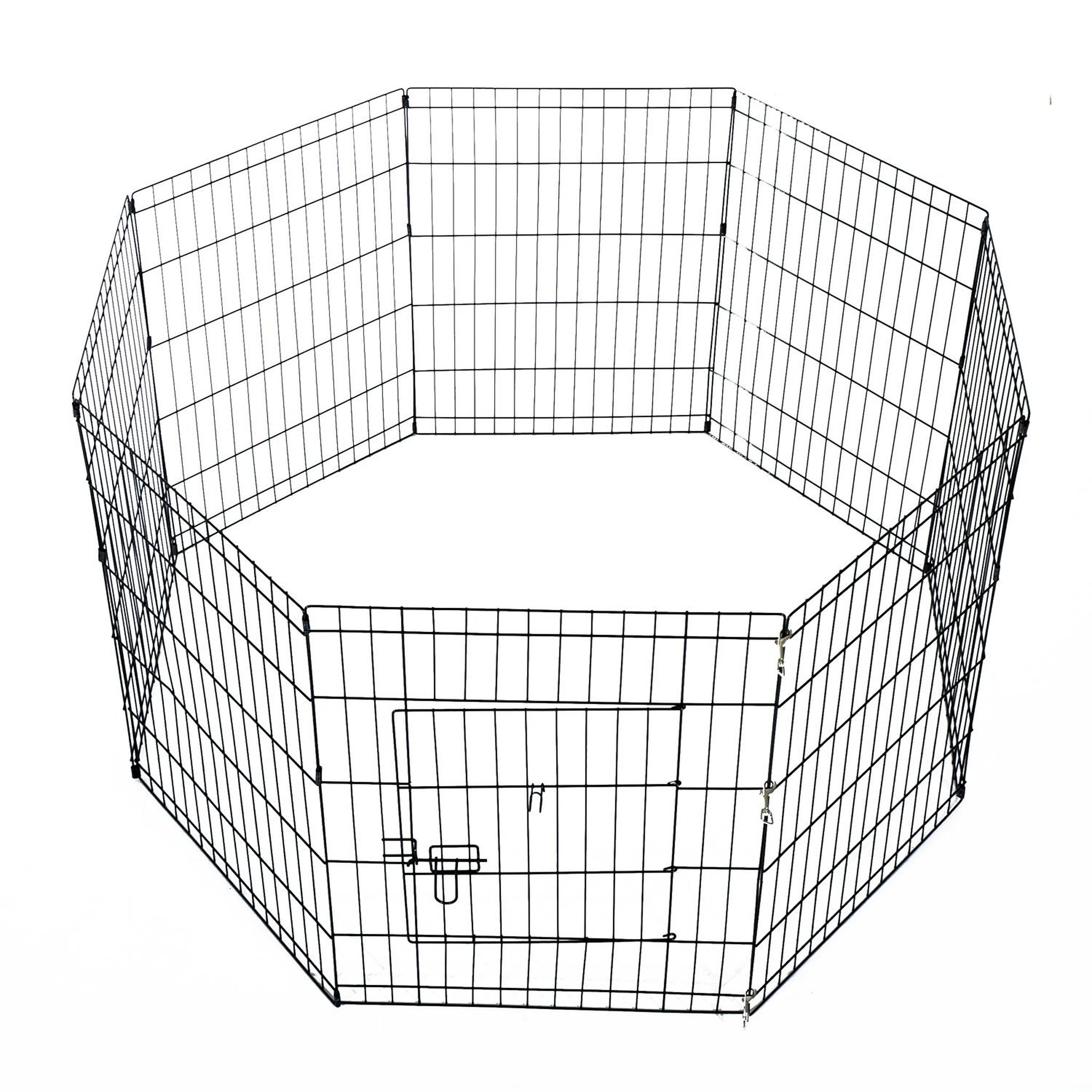 PAWHUT Parc enclos acier pour chien animaux 1 porte 8 panneaux 76l x 61l cm noir