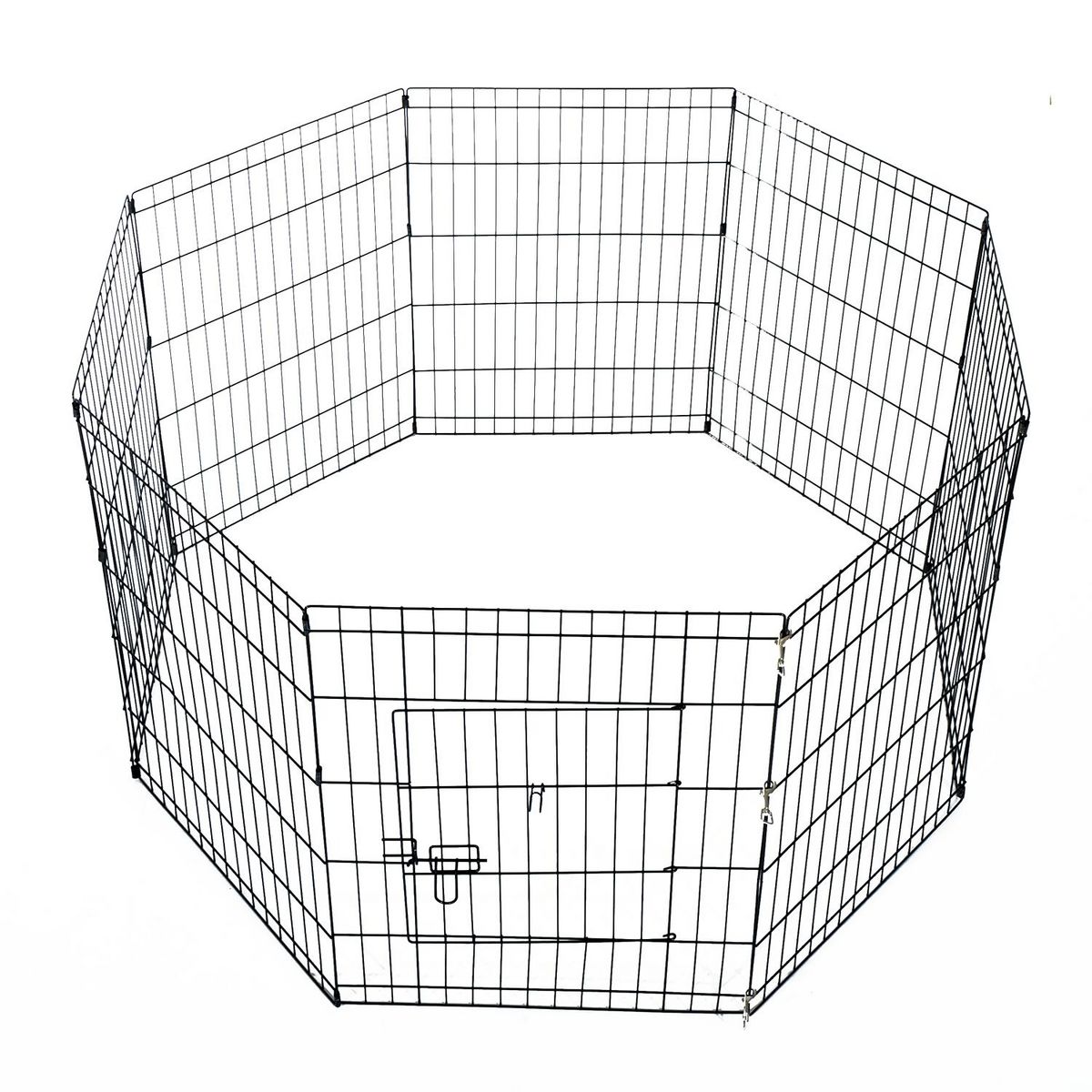 PAWHUT Parc enclos acier pour chien animaux 1 porte 8 panneaux 76L x 61l cm noir