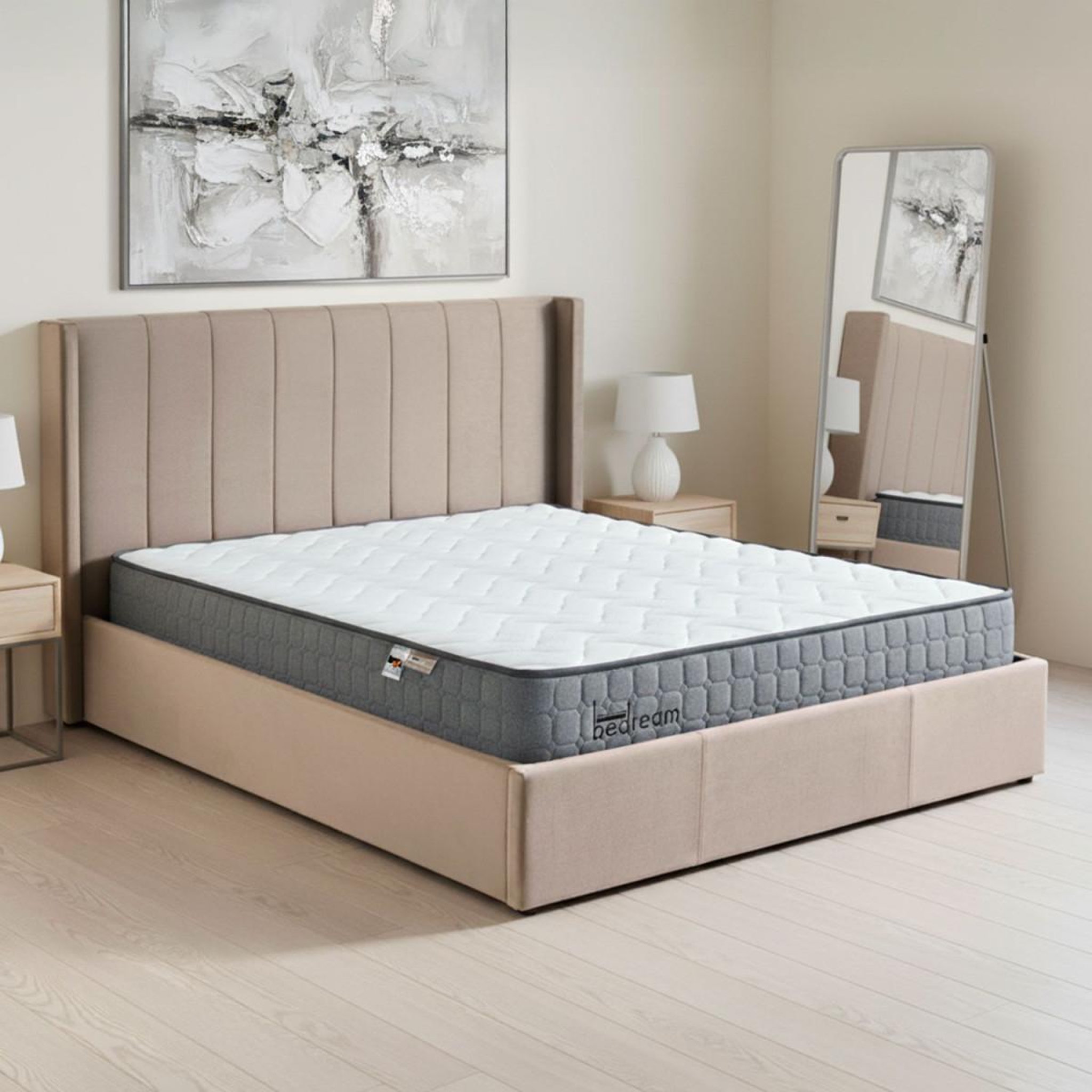 Voir la diapositive 5 : Paris Prix Pack lit coffre en velours & matelas  maggie & goodream  180x200cm taupe