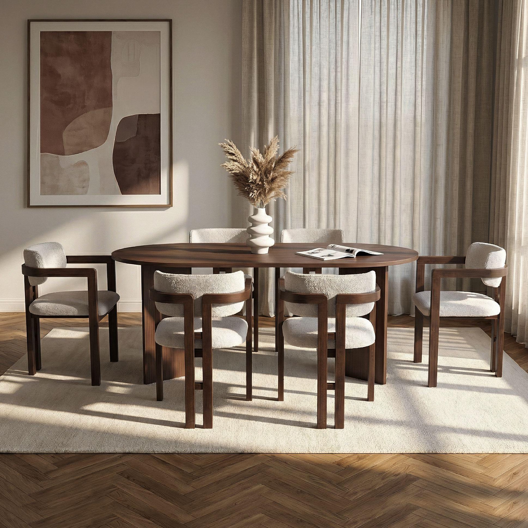 Voir la diapositive 3 : Habitat et Jardin Ensemble Table et Chaises (7 Pièces) en bois  Meridia 6  - 180 x 90 x 75 cm - Blanc