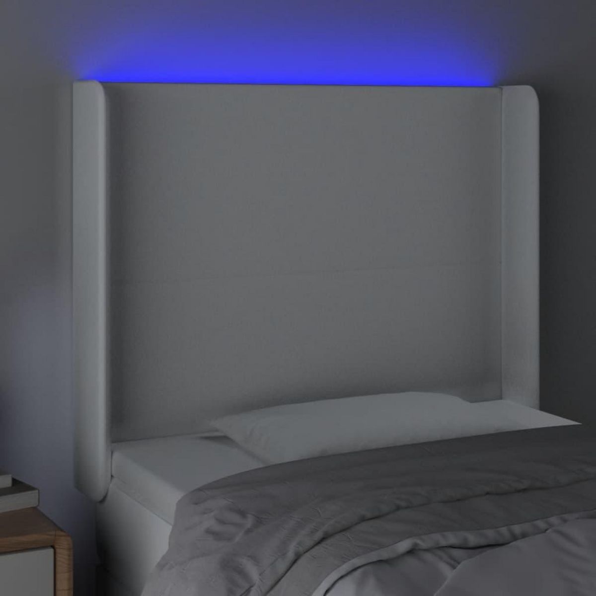 VIDAXL Tete de lit a LED Blanc 103x16x118/128 cm Similicuir