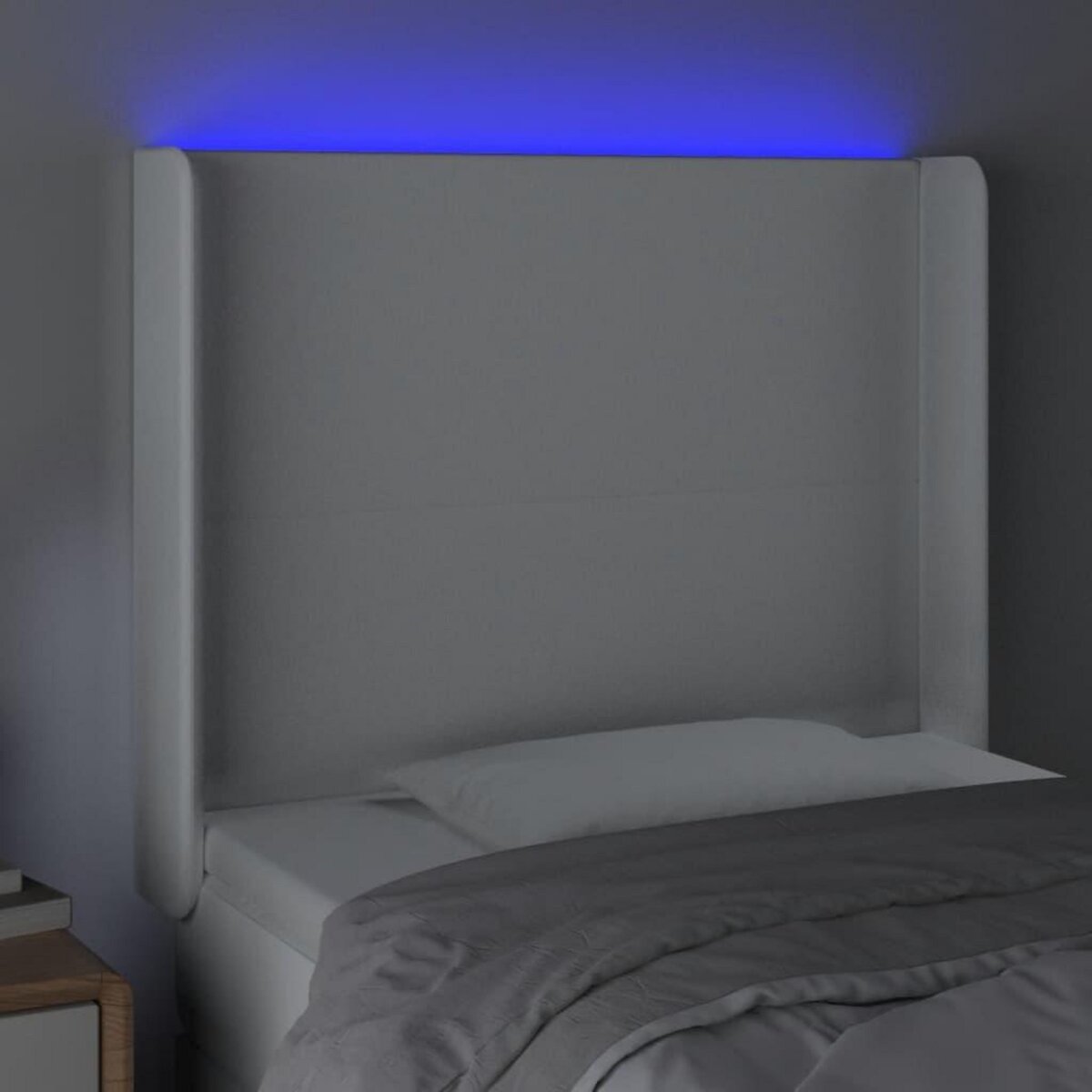 VIDAXL Tete de lit a LED Blanc 103x16x118/128 cm Similicuir