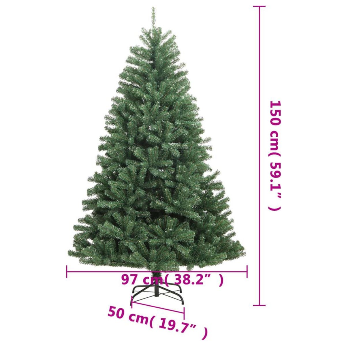 VIDAXL Sapin de Noël artificiel a charnieres avec support vert 150 cm