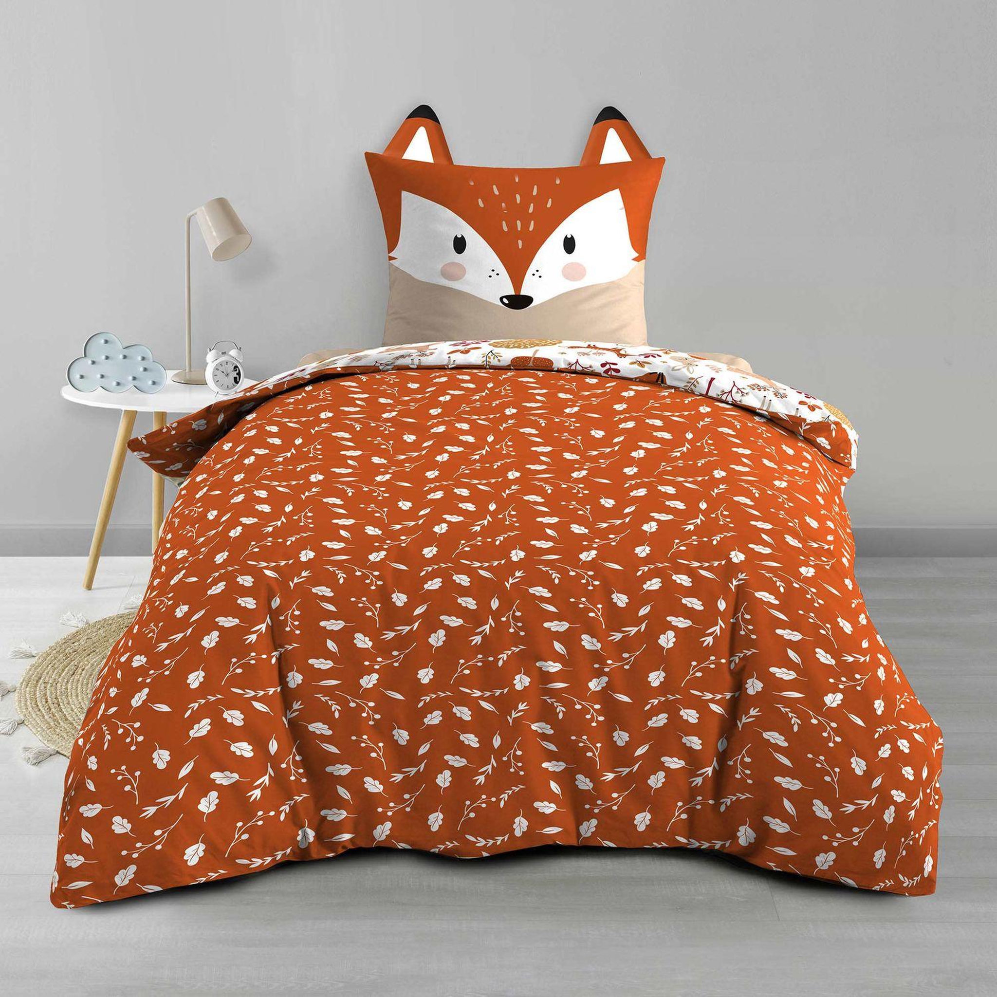 Voir la diapositive 3 : Douceur d'Intérieur Parure de lit enfant réversible ROXY - Coton 42 fils/cm² - 140 x 200 cm - Marron