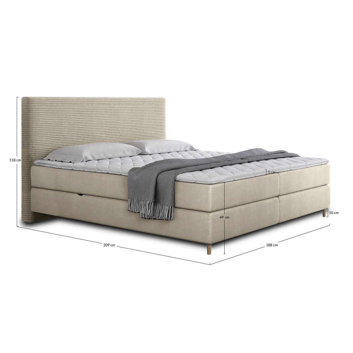 BEST MOBILIER Rafaela - lit boxspring - 180x200 - coffres et surmatelas inclus - en velours