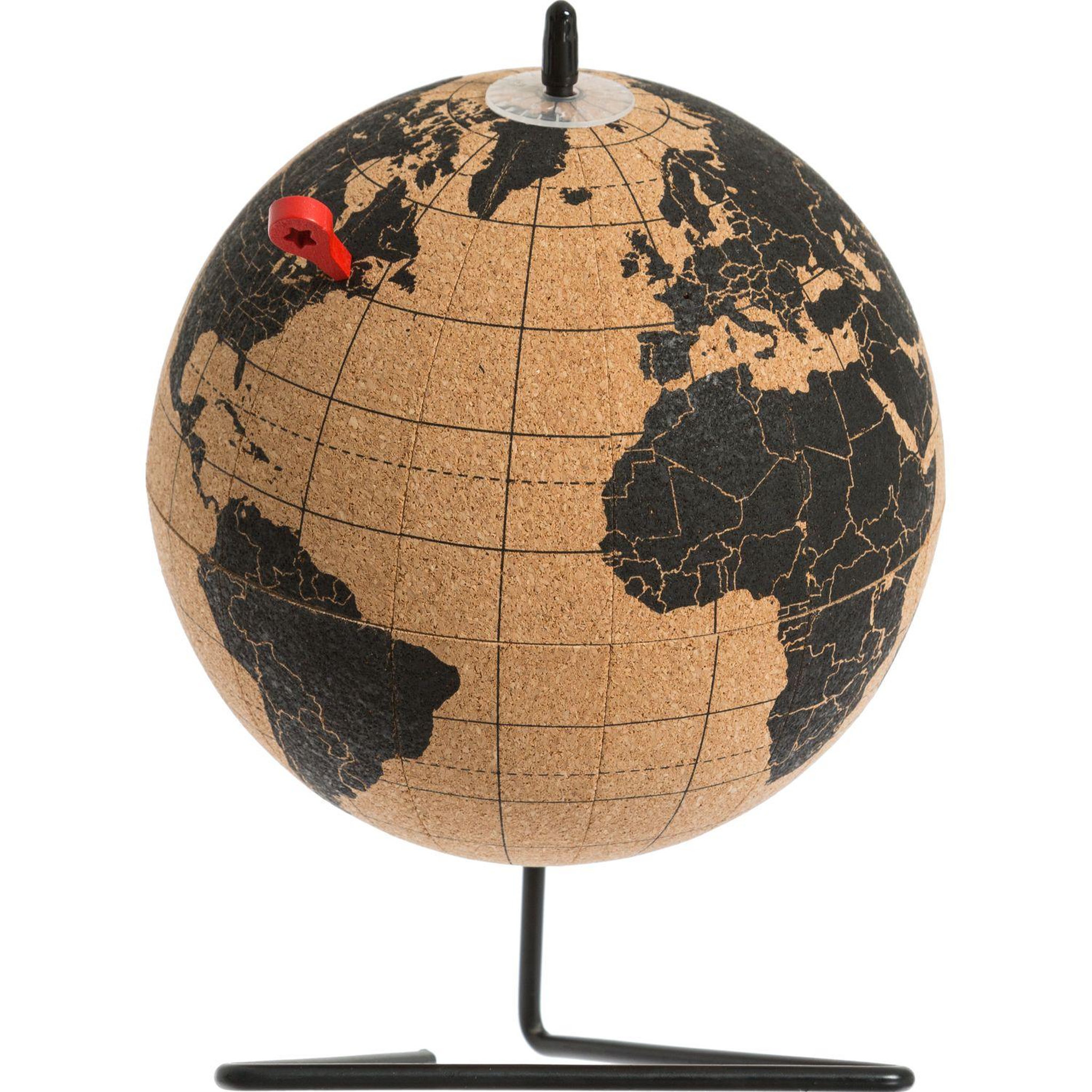 Voir la diapositive 2 : ATMOSPHERA Globe terrestre en liège à poser modèle collect - noir et beige - diam. 15 cm