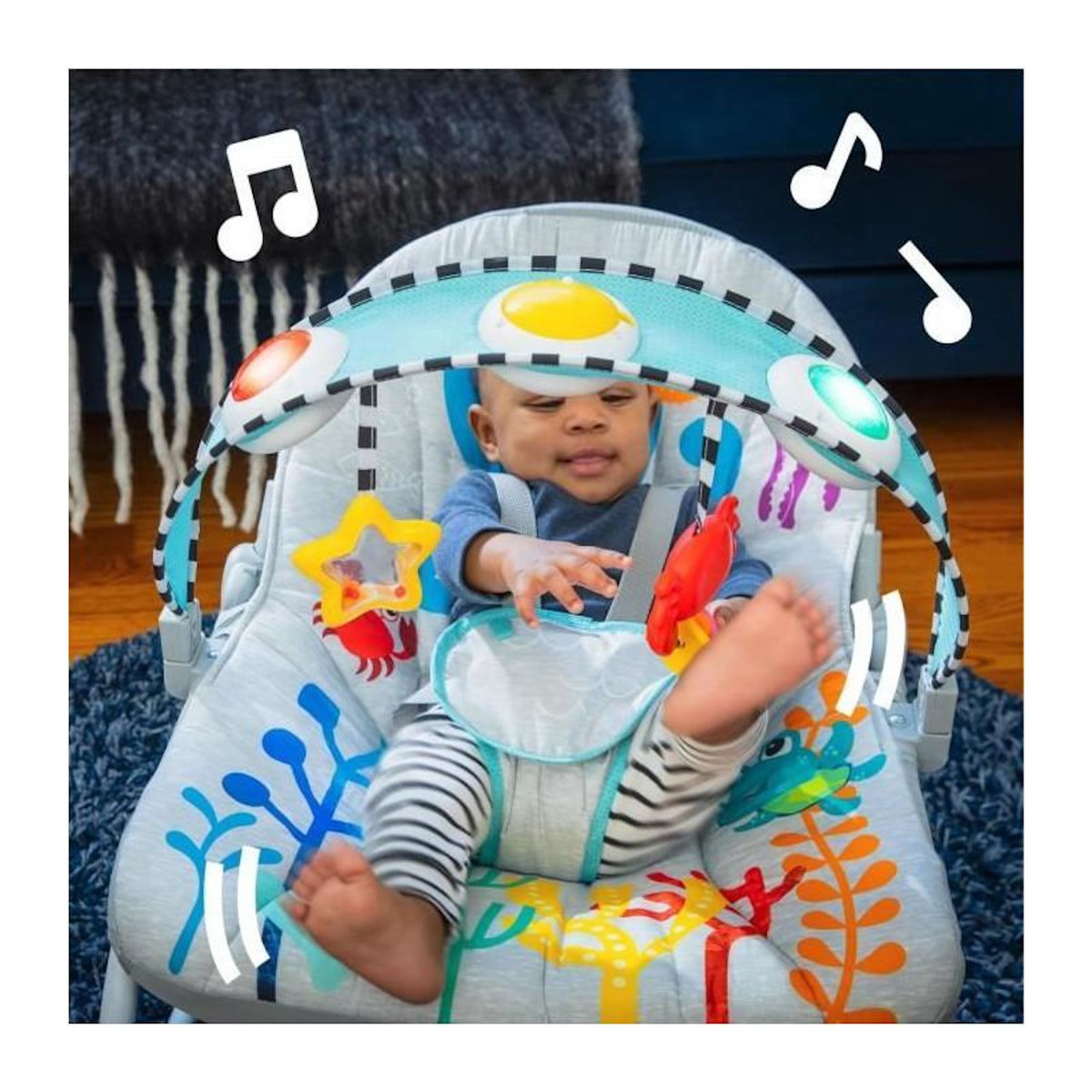 BABY EINSTEIN Transat balancelle - BABY EINSTEIN - Ocean Explorers Kick to It Opus Musical Infant to Toddler Rocker - Enfants de 0 a 30 mois
