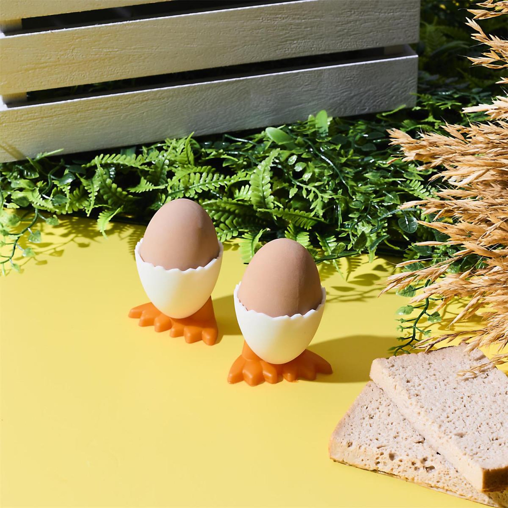 Voir la diapositive 3 : COOK CONCEPT Lot de 2 coquetiers  pieds de poule  5cm blanc