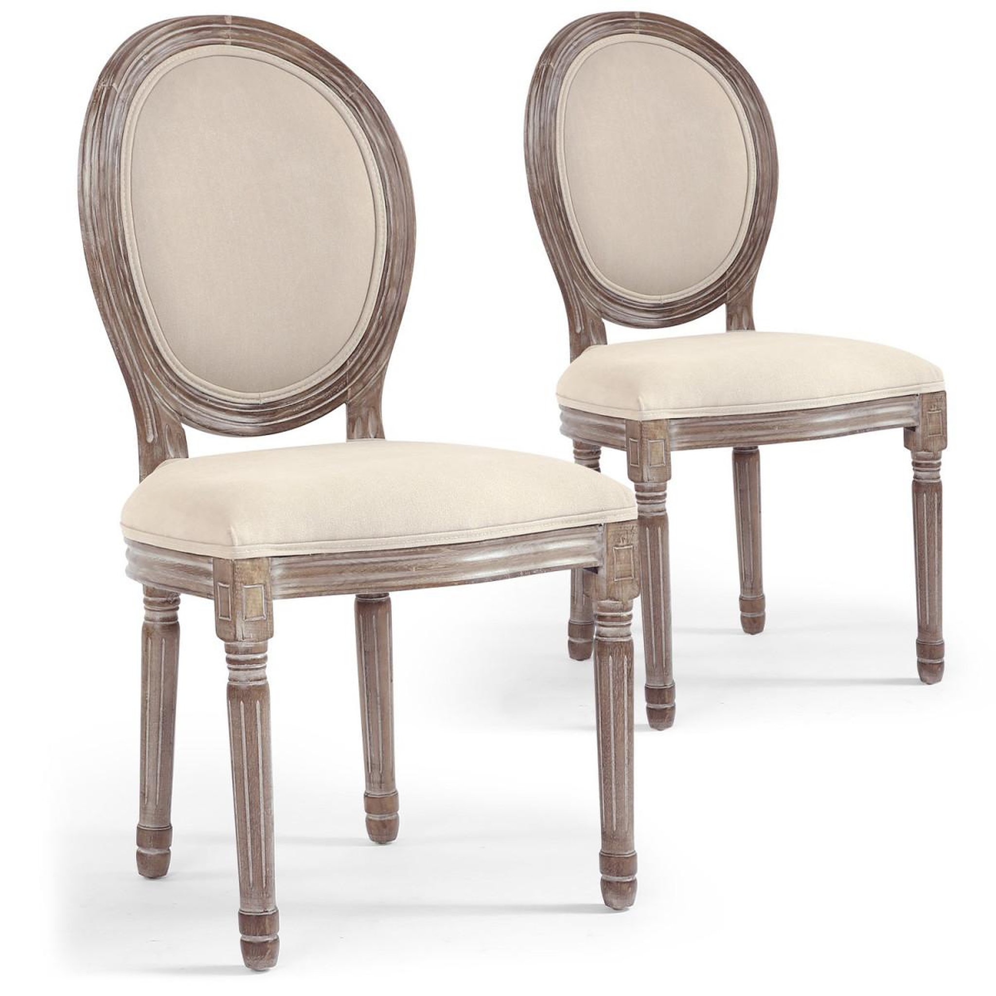 Paris Prix Lot de 2 chaises médaillon tissu  versailles  96cm beige