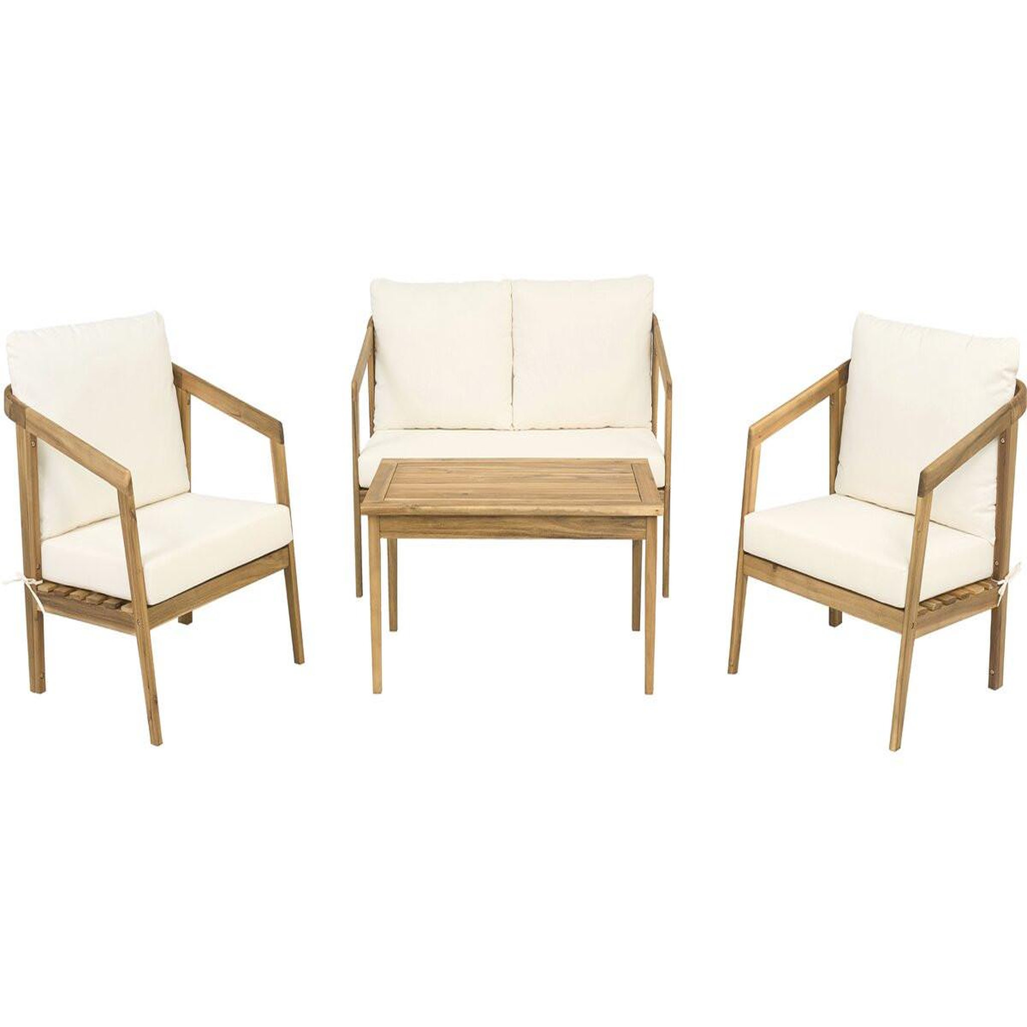 Habitat et Jardin Salon de jardin en bois d'acacia avec coussins  presley  - 4 places - beige