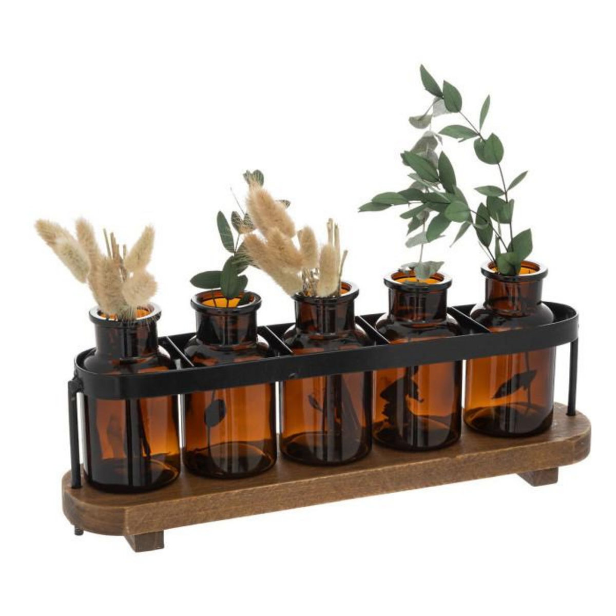 ATMOSPHERA Lot de 5 Soliflores en Verre  5 Fleurs  27cm Transparent