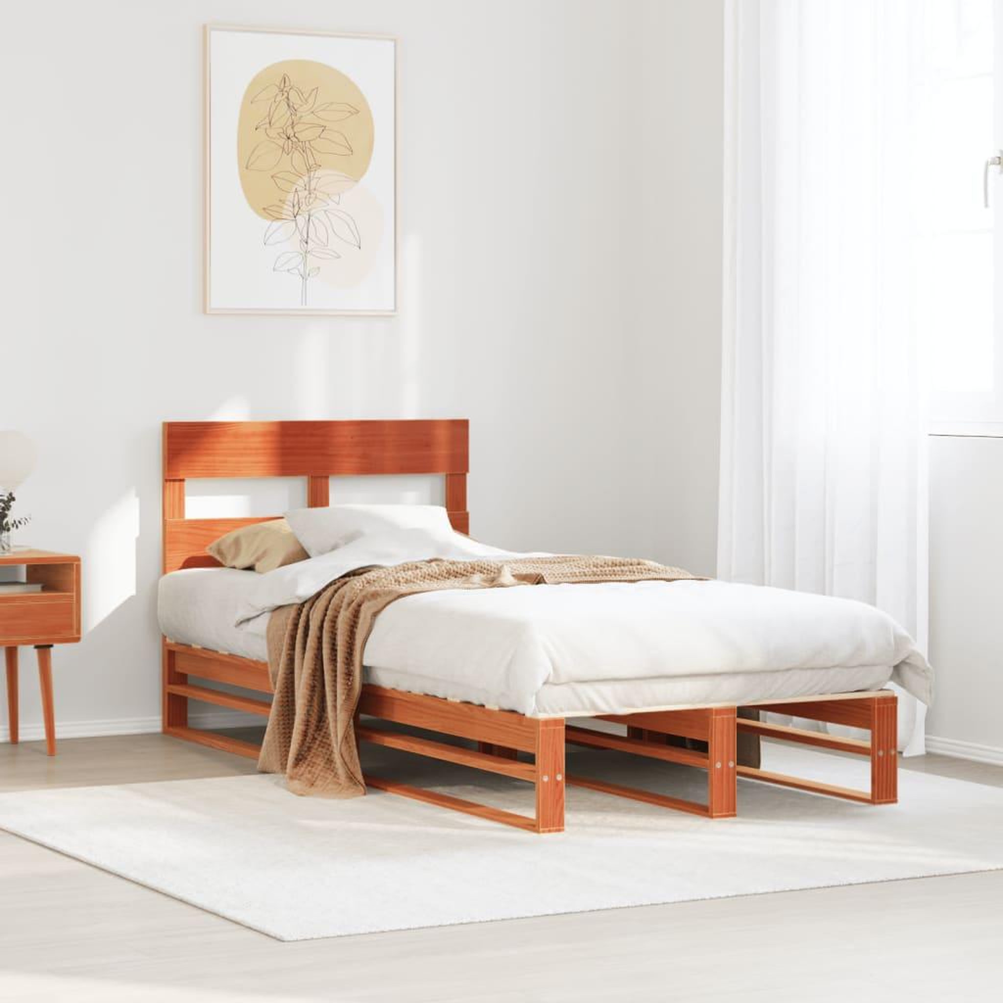 VIDAXL Cadre de lit sans matelas cire marron 90x200 cm bois pin massif