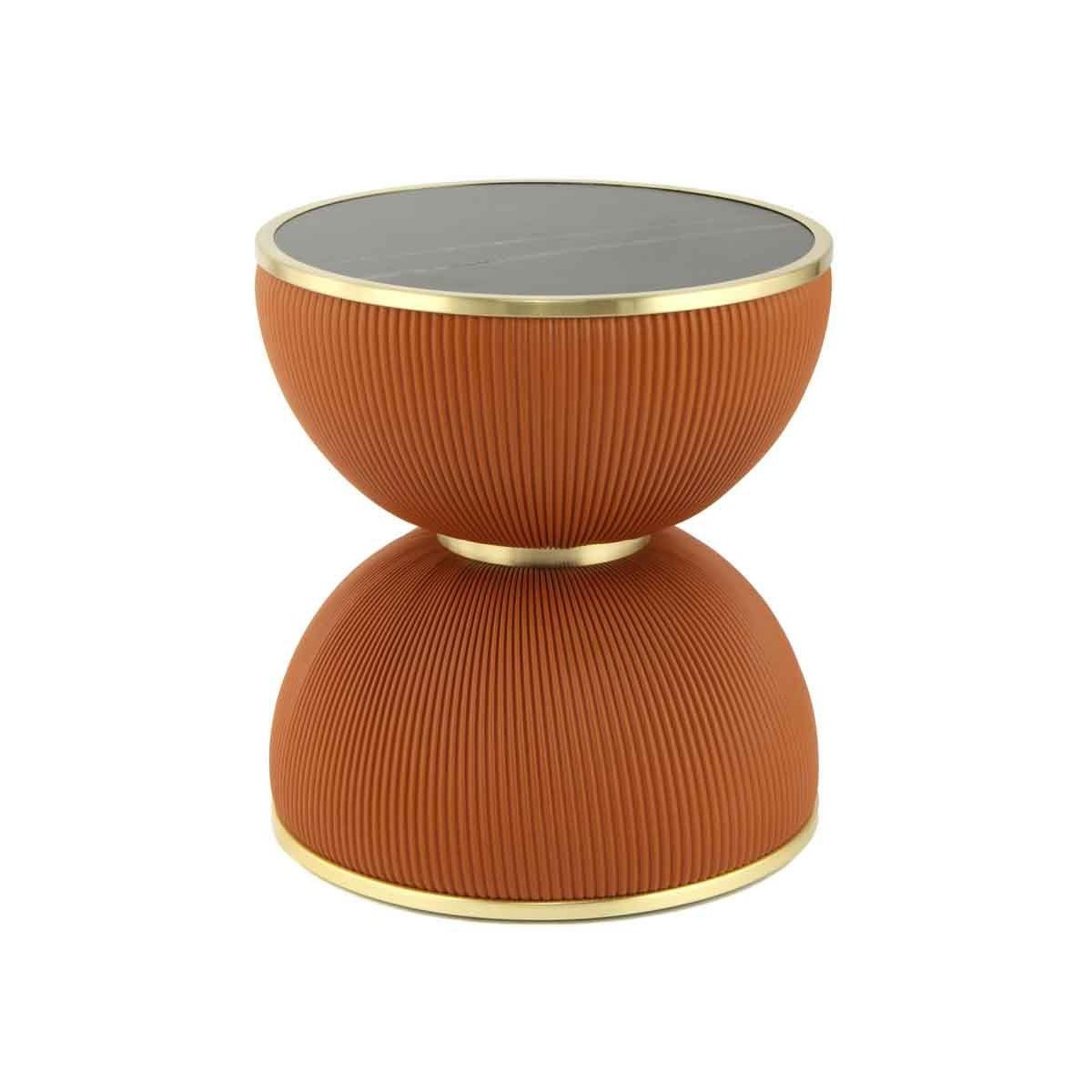 Voir la diapositive 2 : Paris Prix Table d'Appoint Design  Jokai  51cm Cognac & Or