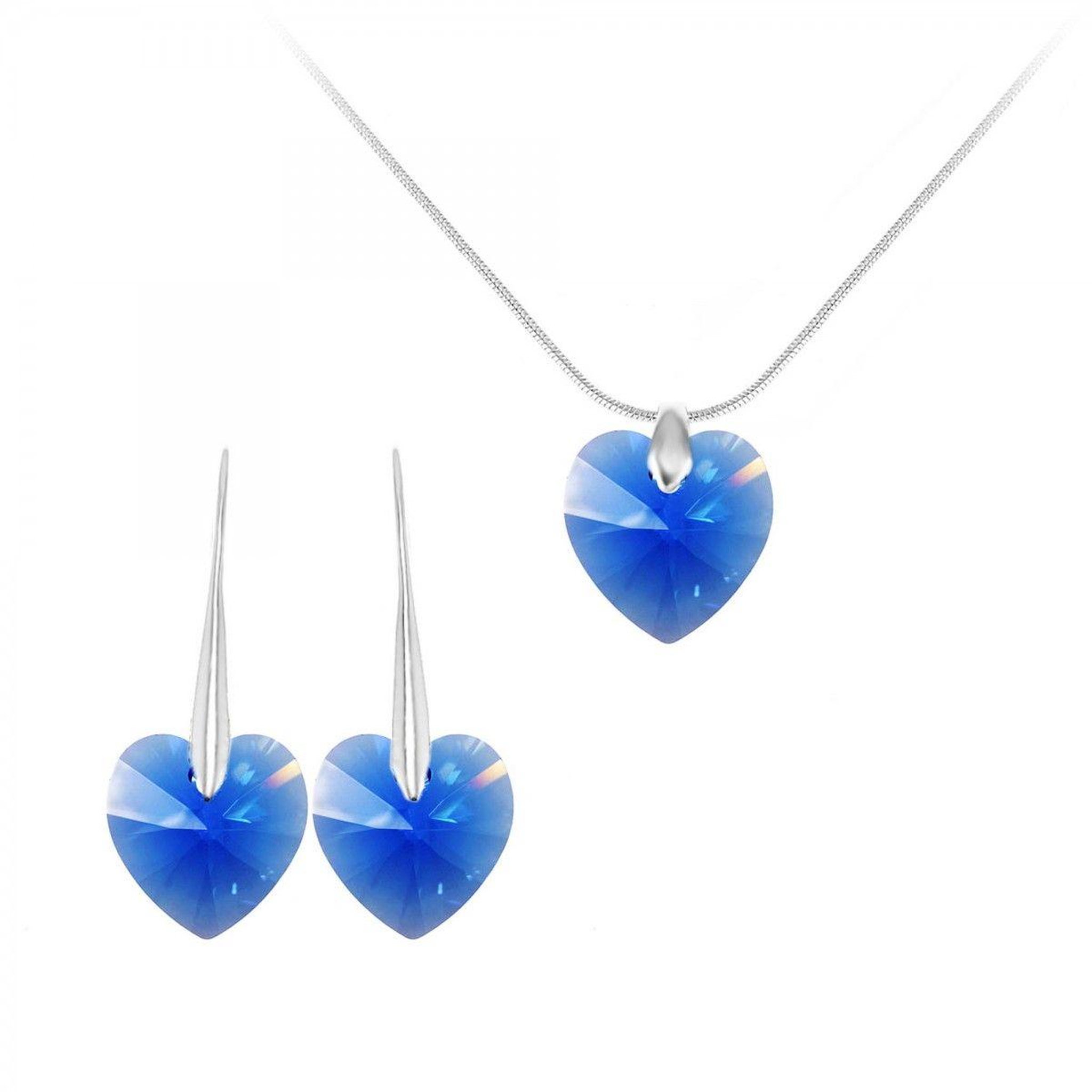 SC CRYSTAL Parure collier et boucles d'oreilles coeurs SC Crystal orneés de Cristaux scintillants