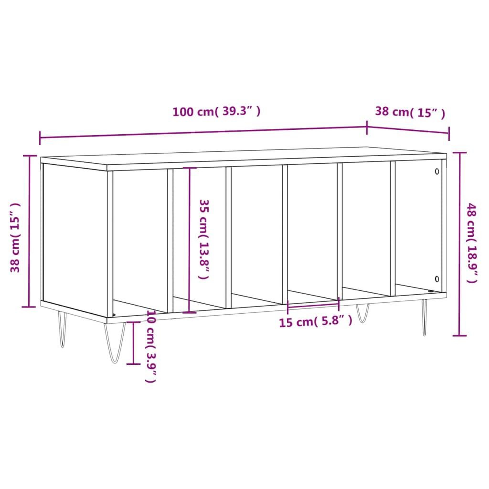 Voir la diapositive 6 : VIDAXL Armoire a disques chene fume 100x38x48 cm bois d'ingenierie