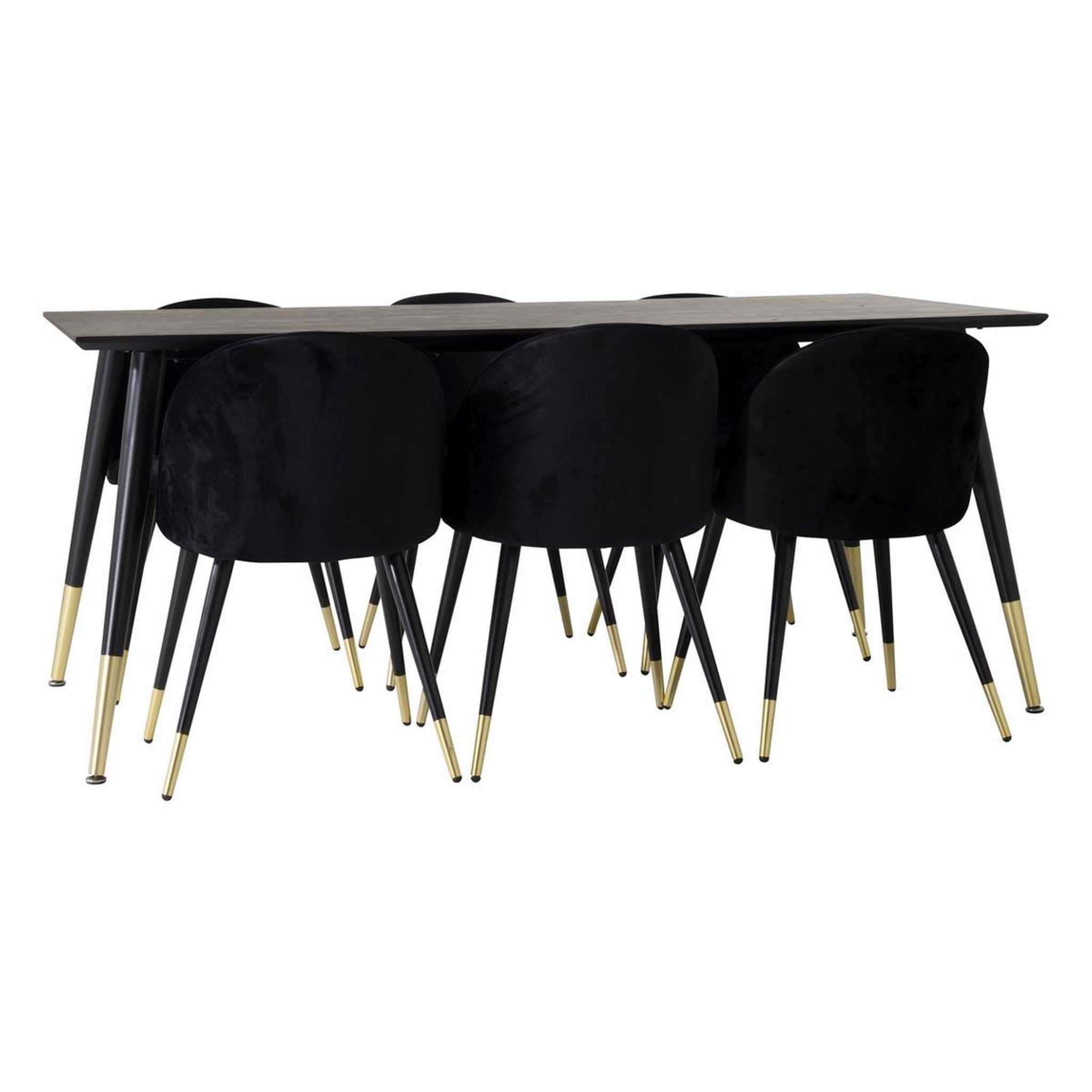 Paris Prix Ensemble table à manger & 6 chaises  dipp & velvet  180cm noir