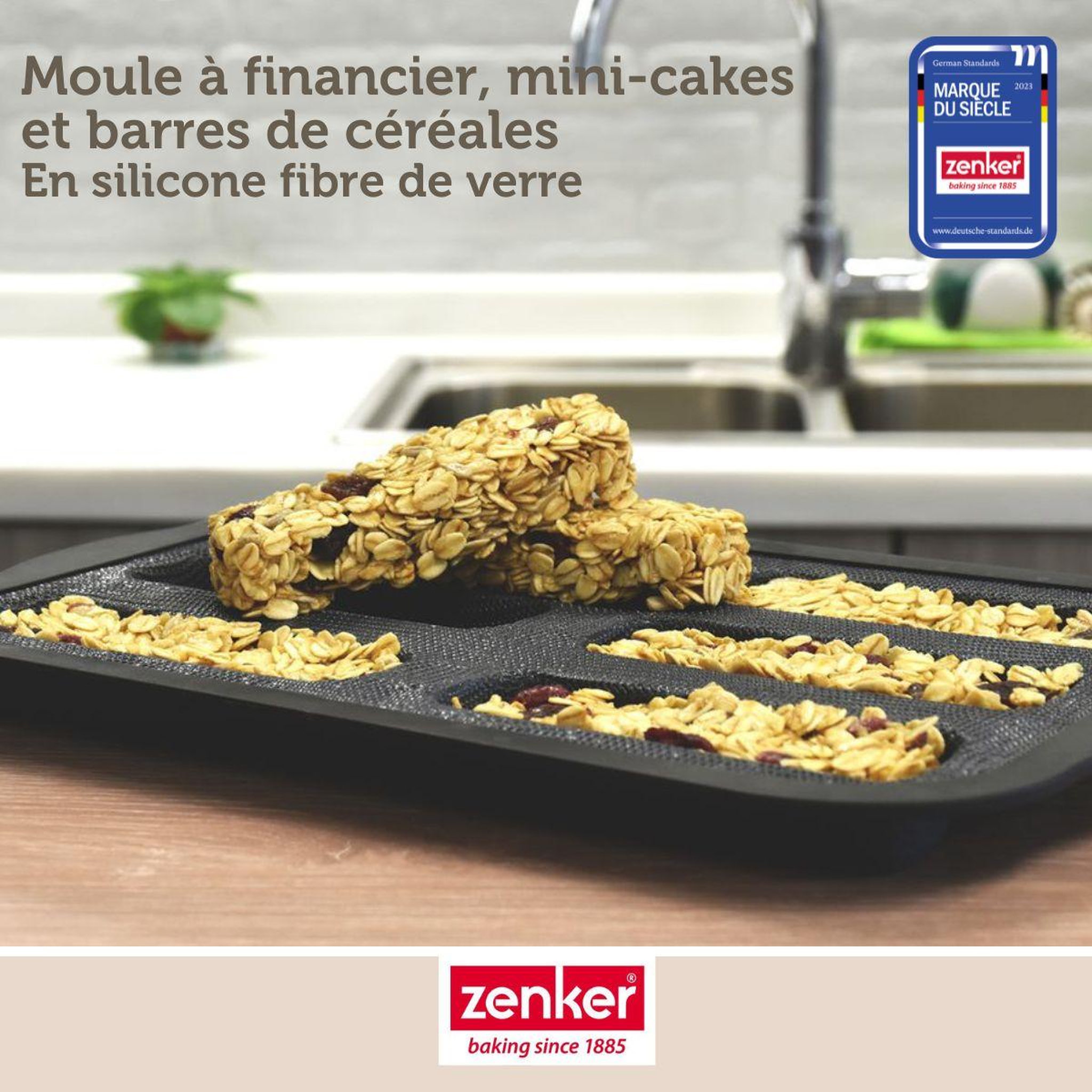 Voir la diapositive 2 : ZENKER Set pâtisserie avec moule à 6 financiers silicone, 2 bols à mixer, verre mesureur et spatule zenker