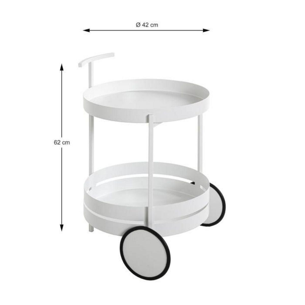 Paris Prix Desserte de Cuisine Ronde  Postres  62cm Blanc