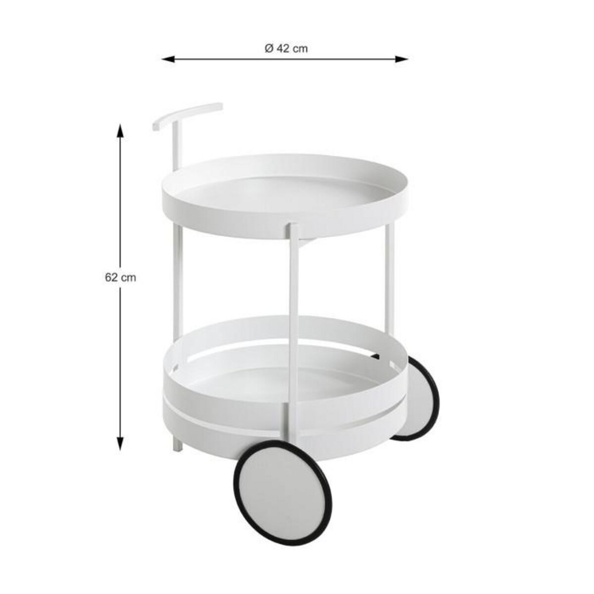 Paris Prix Desserte de Cuisine Ronde  Postres  62cm Blanc