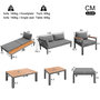 Voir la diapositive 3 : MERAX Salon de jardin modulaire pour 5-6 personnes en métal avec coussins et tables en bois, gris
