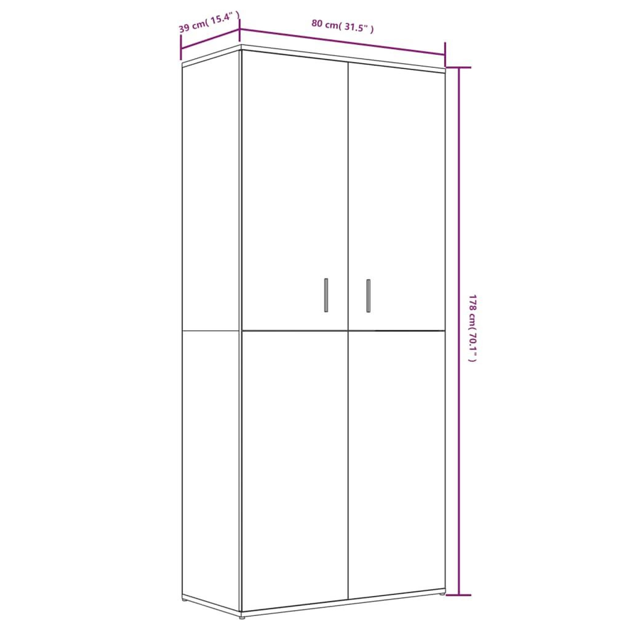 Voir la diapositive 6 : VIDAXL Armoire a chaussures chene fume 80x39x178 cm bois d'ingenierie