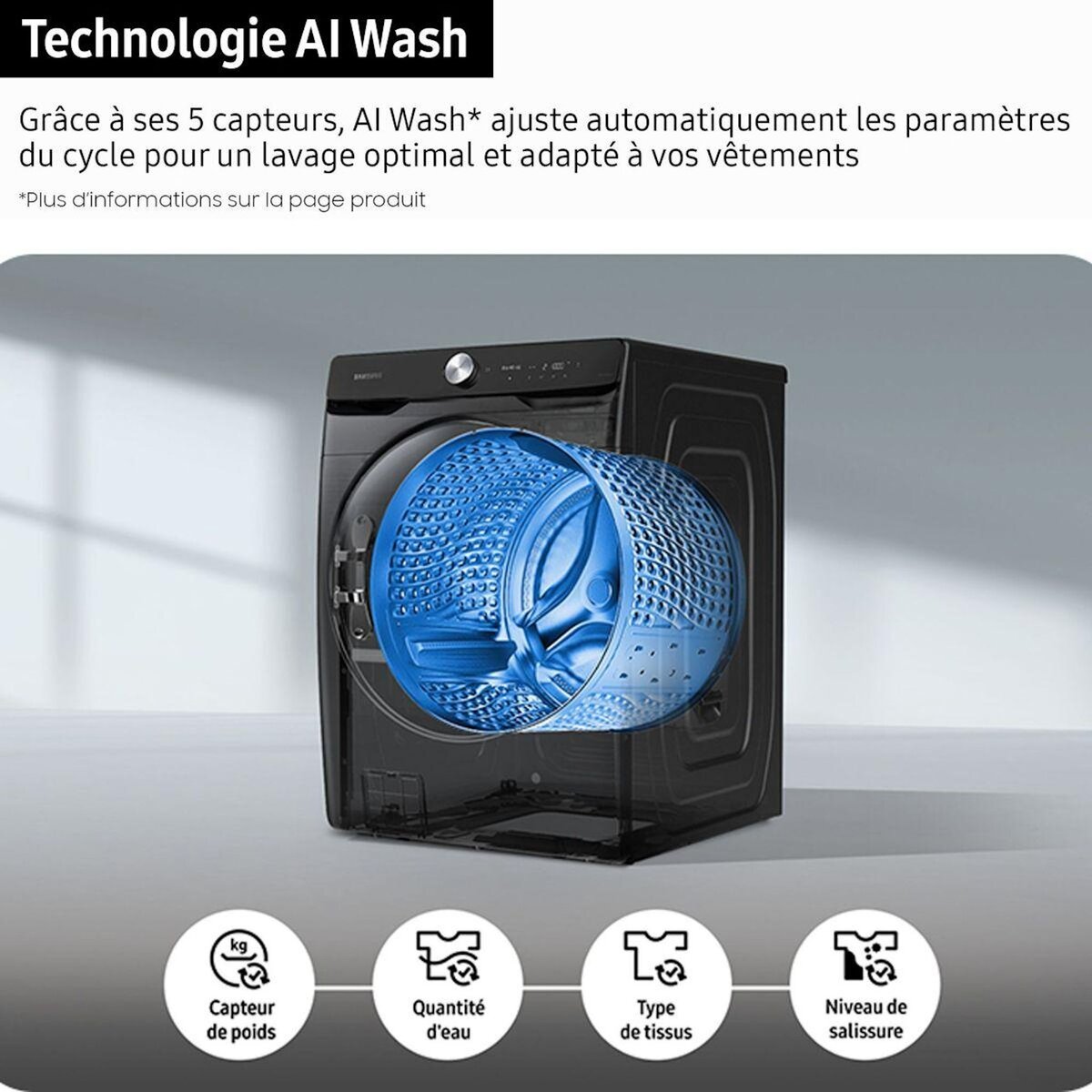 Samsung Lave linge hublot WF20DG8650BW