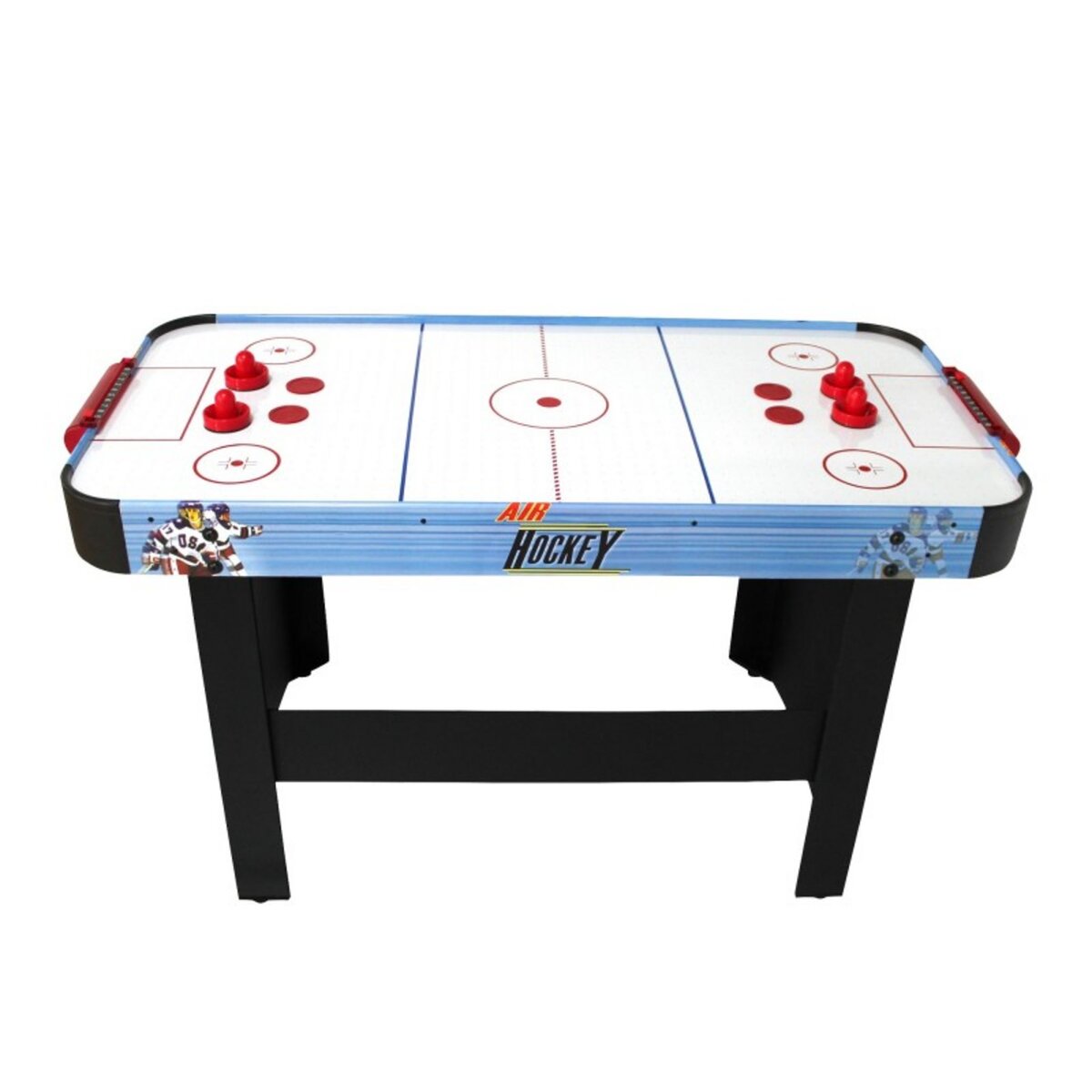 PLAY4FUN Air Hockey Teenager - Table de Air-Hockey avec système d'air pulsé 6-8W - 142 x 72 x 81 cm - Bleu/Noir