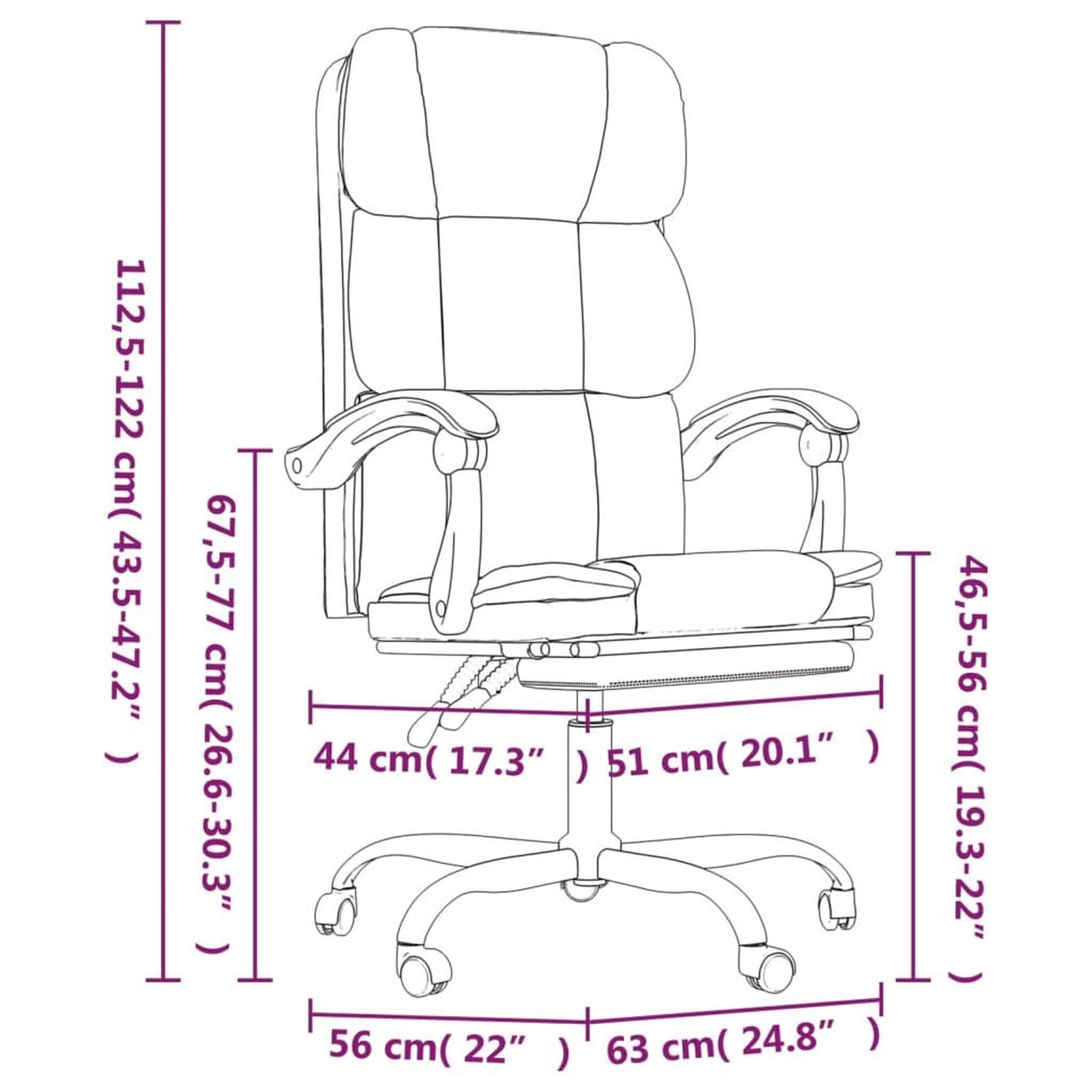 Voir la diapositive 6 : VIDAXL Fauteuil inclinable de bureau Taupe Tissu