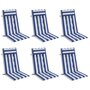 Voir la diapositive 3 : VIDAXL Coussins de chaise a dossier haut lot de 6 rayures bleu/blanc