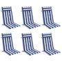 Voir la diapositive 3 : VIDAXL Coussins de chaise a dossier haut lot de 6 rayures bleu/blanc