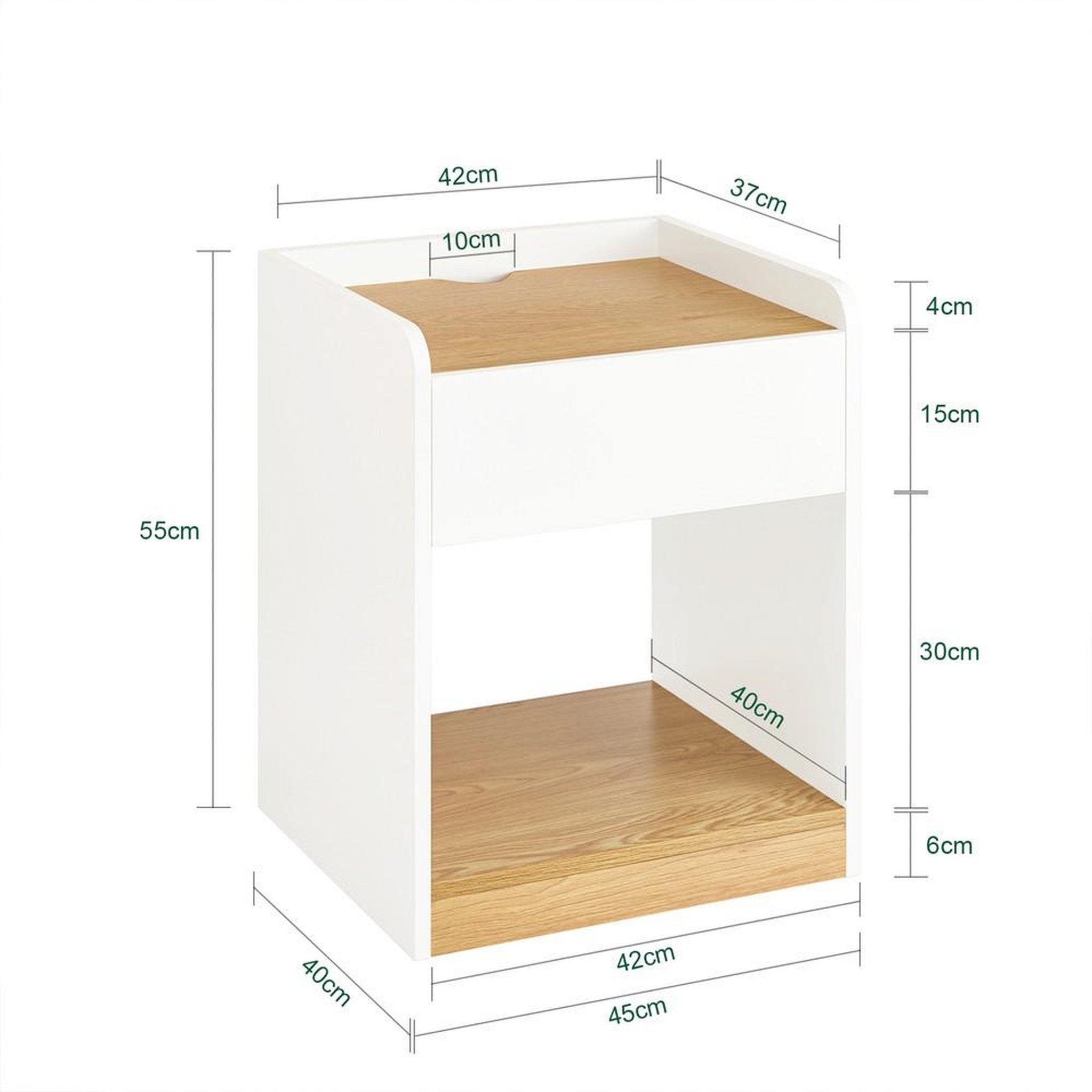 Voir la diapositive 3 : SOBUY SoBuy - Table De Chevet à un tiroir - Blanc - 42x40x55cm - Minimaliste - FBT128-NW