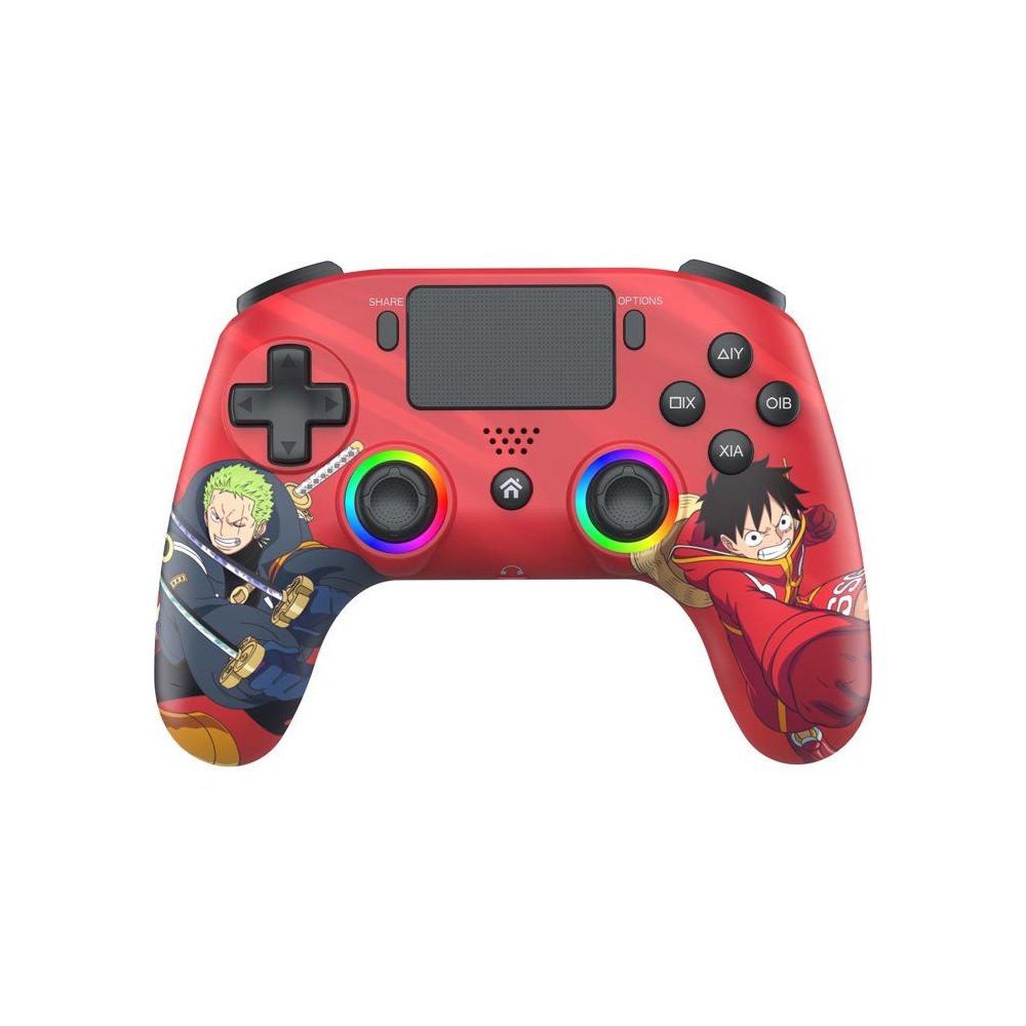 Subsonic Manette sans fil bluetooth ps4 et pc one piece luffy vs zoro noire, led rgb programmable, 2 pagaies arrière m1/m2, haut-parleur et jack 3,5 mm