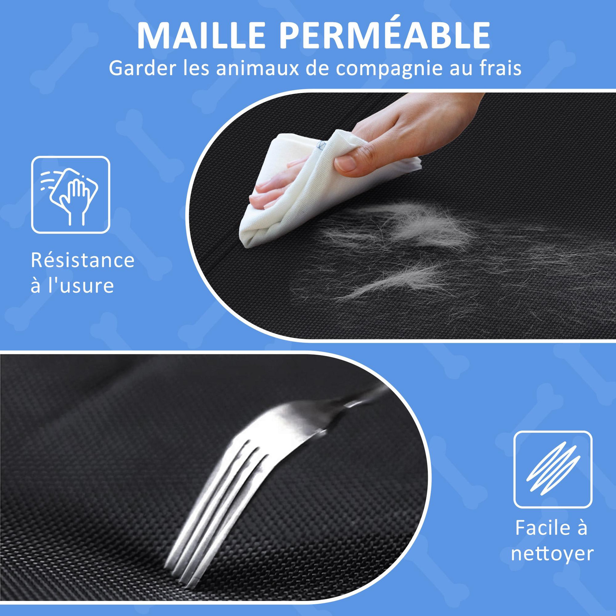 Voir la diapositive 5 : PAWHUT Lit surélevé pour chien appui-tête textilène micro-perforé noir