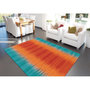 Voir la diapositive 2 : Paris Prix Tapis en Laine Tissé Fait Main  Sunset  Orange & Bleu