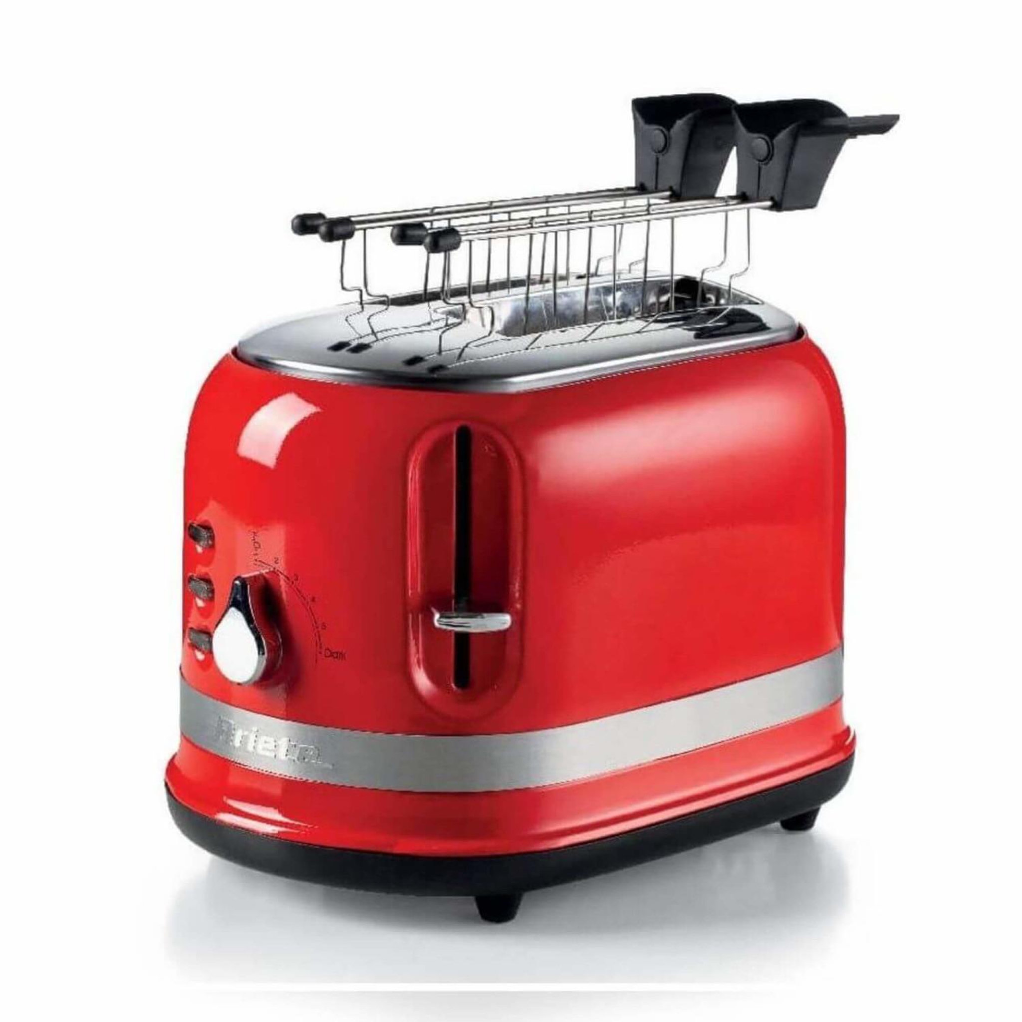 Voir la diapositive 2 : ARIETE Grille-pain ariete 0149 deux pinces six niveaux de brunissement différents trois fonctions rouge 815 w