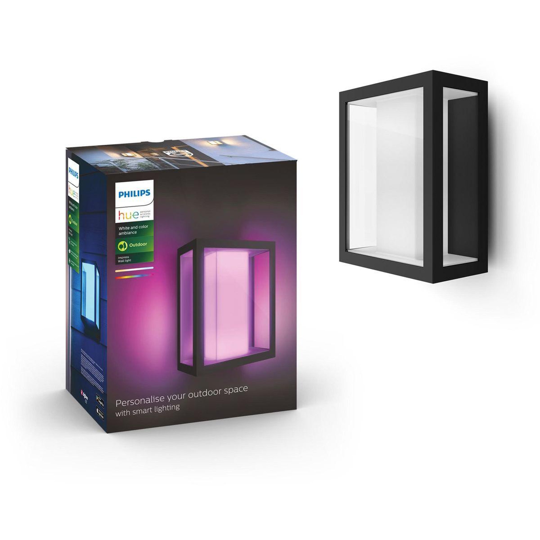 Voir la diapositive 2 : PHILIPS HUE Lampe connectée W&C IMPRESS Grand Modèle Noir Ext