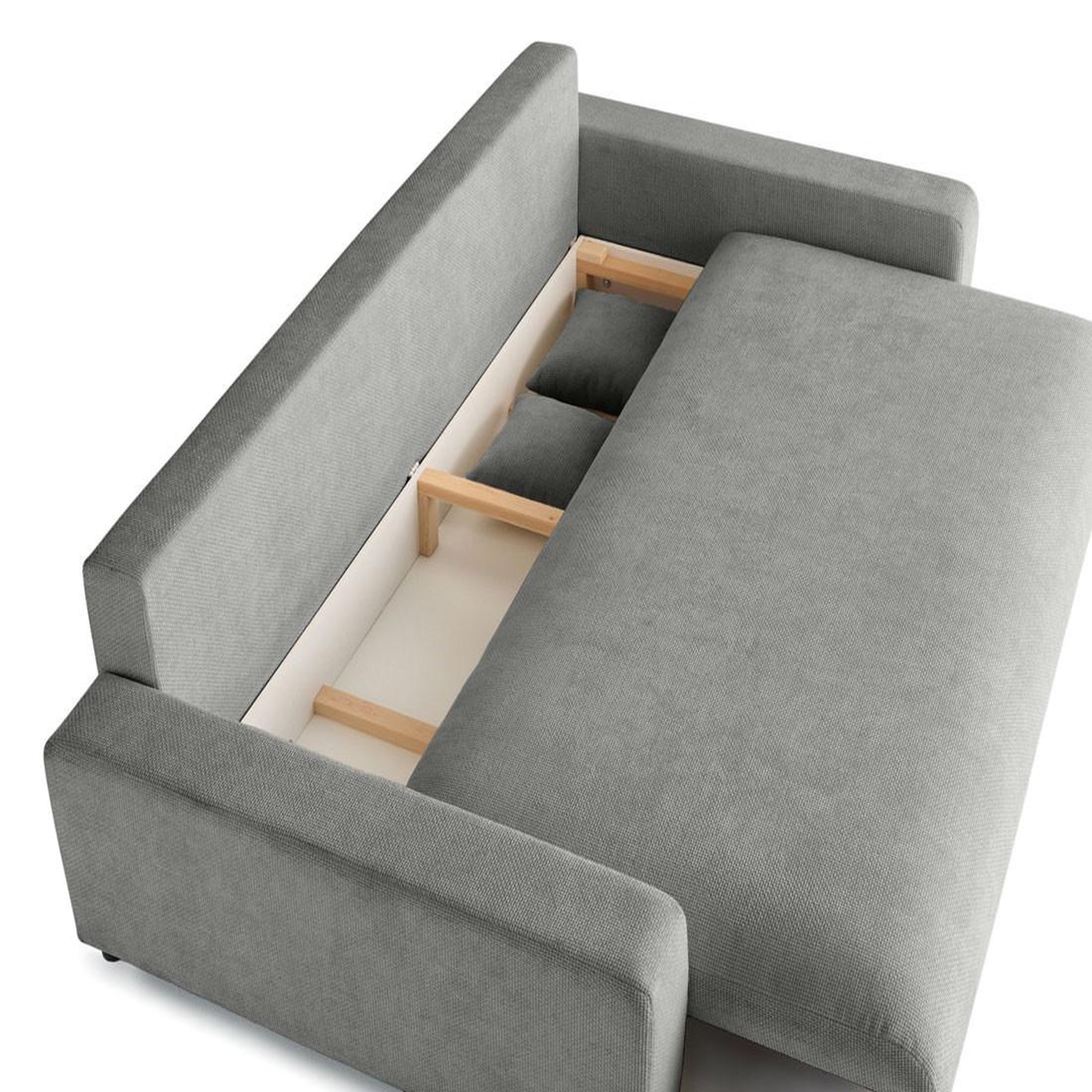 Voir la diapositive 3 : BEST MOBILIER Pivoine - canapé droit 3 places - convertible avec coffre - en velours texturé